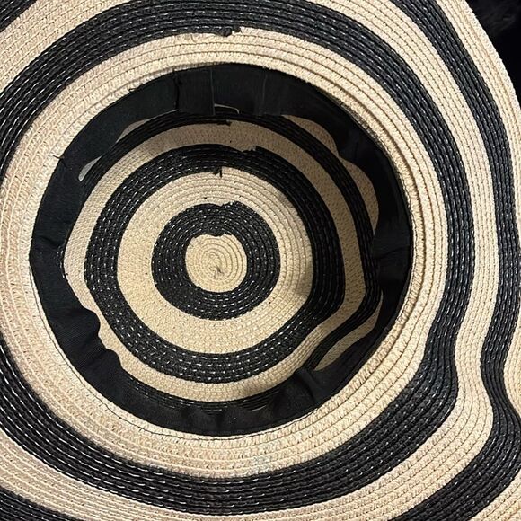 Striped Black and Tan Wide Brim Hat - Picture 7 of 7